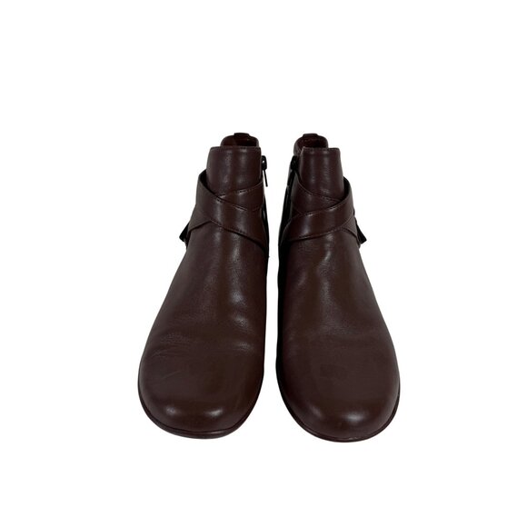 Naturalizer Womens Brown Leather Ankle Booties Size 10W Buckle Accent Comfort - Picture 4 of 14